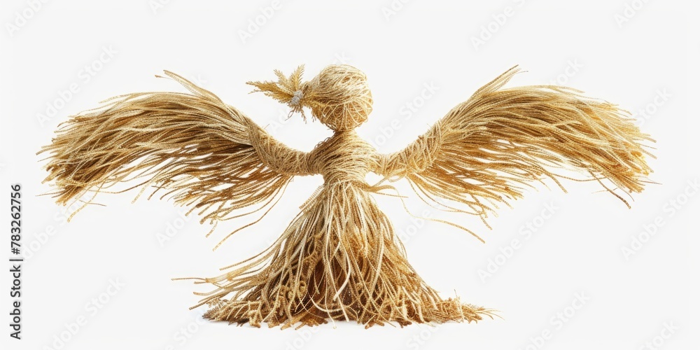 Poster A sculpture of a bird made of straw. Perfect for nature and art concepts
