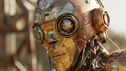 Fototapeta premium Close-up of a person wearing a helmet and goggles, suitable for sports or safety concepts