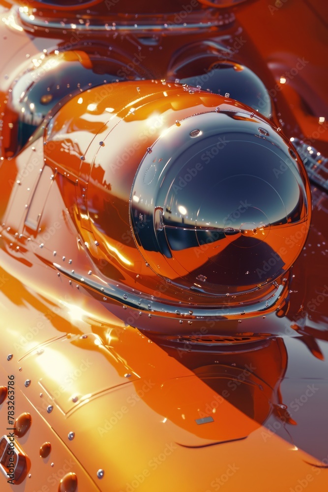 Poster close up of a shiny orange object, perfect for product advertisements