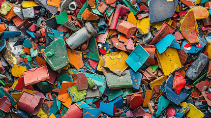 Colorful playground remnants create a mosaic of memories