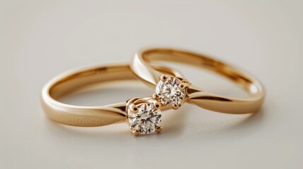 Close-up of two wedding rings stacked on top of each other. Perfect for wedding-related designs