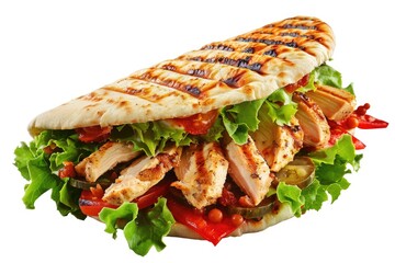 A delicious chicken sandwich with fresh lettuce and juicy tomatoes. Perfect for food menus and recipe websites
