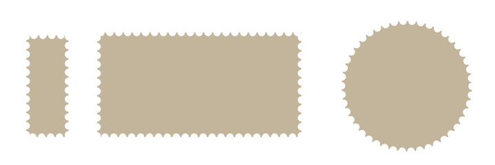 Blank postage stamps vector set isolated. Mark mail letter stamps design. Postal frame sticker