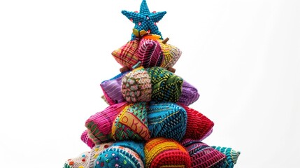 Fototapeta na wymiar A pile of crocheted pillows, perfect for cozy home decor