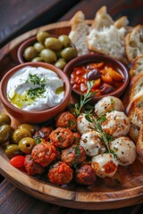 A plate of food with assorted items, perfect for food blogs or restaurant menus