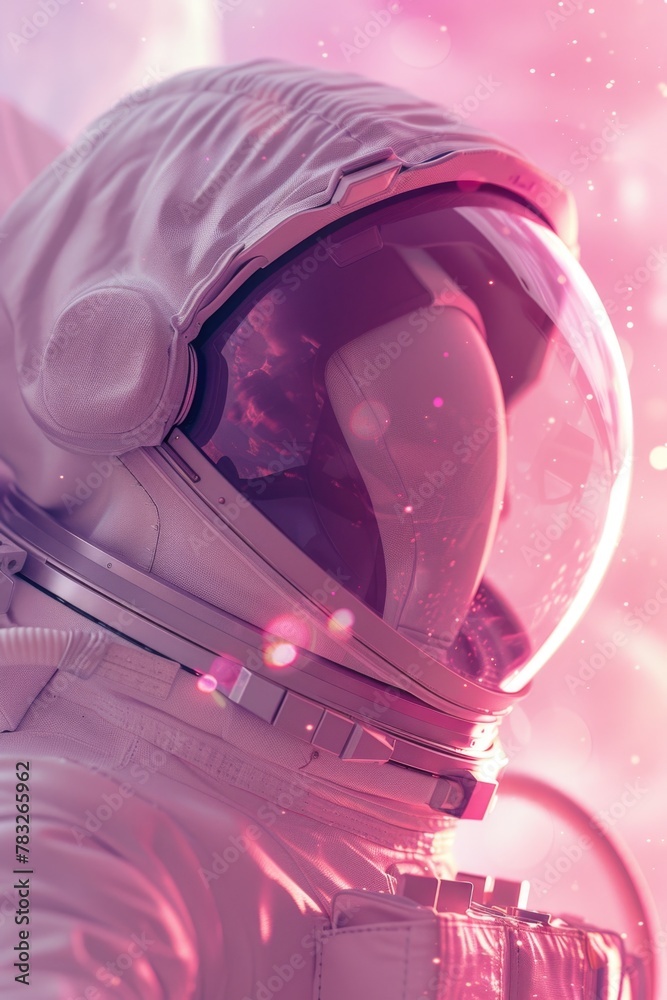 Aufkleber close-up of a person in a space suit, suitable for science and technology concepts