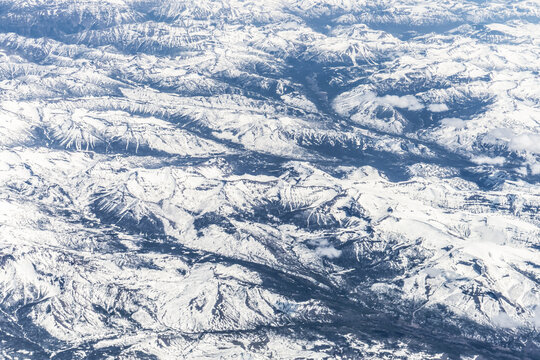Aerial view of Snow mountains landscape 