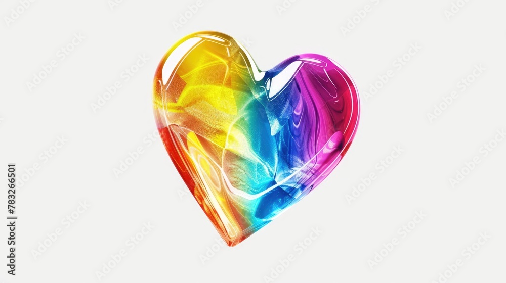Poster Colorful heart-shaped object on a plain white backdrop. Suitable for various design projects