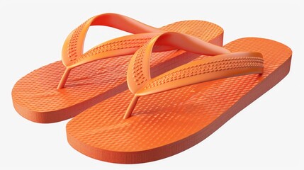 A pair of orange flip flops. Perfect for summer beach concepts
