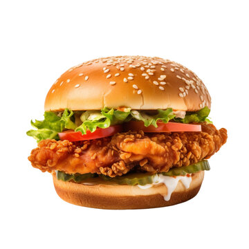 hamburguer de frango em fundo transparente