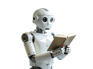 robot holding book