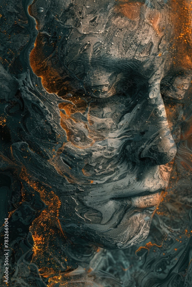 Poster a realistic digital painting of a man's face. perfect for digital art projects