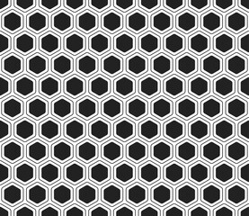 Hexagon vector pattern. Rounded hexagons mosaic pattern with inner solid cells. Hexagonal shapes. Seamless tileable vector illustration.