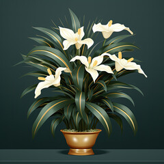 bouquet of lilies in a vase on monochrome background