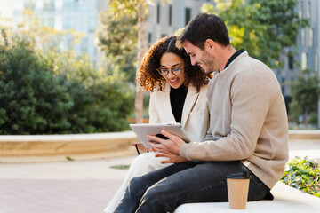 Smiling Business Team On Business Meeting Outside