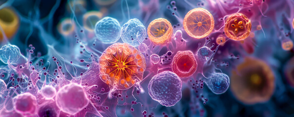 Vibrant Microscopic View of Diverse Pathogens and Cells
