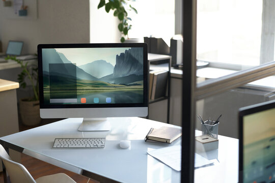 Computer Monitor On Desk In Office
