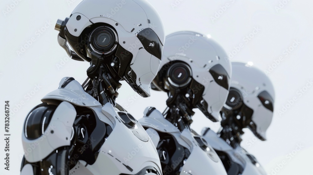 Aufkleber A group of robots standing in a row. Suitable for tech-related designs