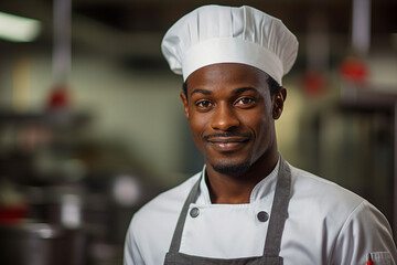 AI generated image of famous chef prepares food in the kitchen in the restaurant