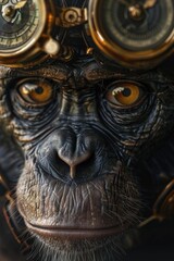 A close up of a monkey wearing goggles. Suitable for various design projects