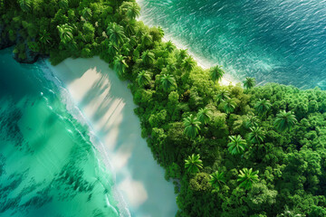 aerial view of a beautiful tropical beach