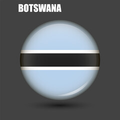 The national flag of Botswana is in the shape of a circle.Vector.Round 3d flag icon withhigh detail.Spherical illustration of the flag.
