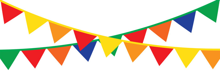 Obraz premium Multicolored garland flags icon. Element party decoration symbol. Flag vector.