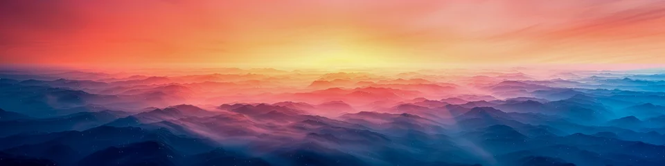Foto op Aluminium Breathtaking Mountainous Landscape at Sunrise with Vibrant Colors © Lidok_L