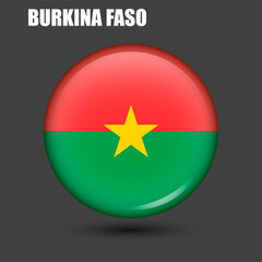 The national flag of Burkina Faso in the shape of a circle.Vector.Round 3d flag icon withhigh detail.Spherical illustration of the flag.