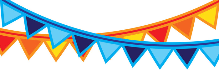 Obraz premium Multicolored garland flags icon. Element party decoration symbol. Flag vector.
