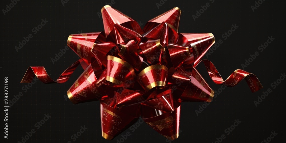 Poster elegant red and gold bow on a black background, perfect for adding a touch of luxury to your designs
