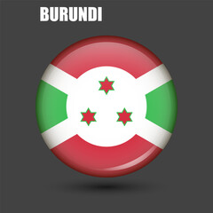 The national flag of Burundi is in the shape of a circle.Vector.Round 3d flag icon withhigh detail.Spherical illustration of the flag.