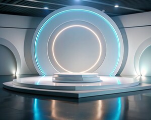 stage with spotlight, 3d render of a stage, inside a machine