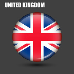 The national flag of Great Britain is in the shape of a circle.Vector.Round 3d flag icon withhigh detail.Spherical illustration of the flag.