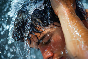 Refreshing Summer Splash: Close-Up of Person Enjoying Water