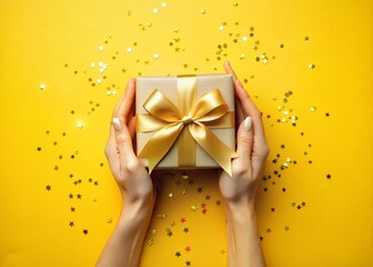gift box with golden ribbon