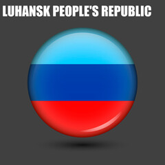 The national flag of the Luhansk People's Republic in the form of a circle.Vector.Round 3d flag icon withhigh detail.Spherical illustration of the flag.
