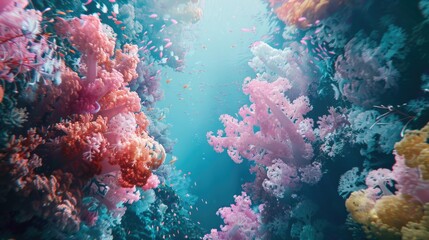 Vibrant coral reef underwater, perfect for marine themes - obrazy, fototapety, plakaty