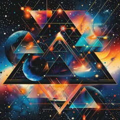 Futuristic triangle pattern in a space odyssey theme