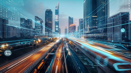 Obraz premium futuristic cityscape with advanced infrastructure