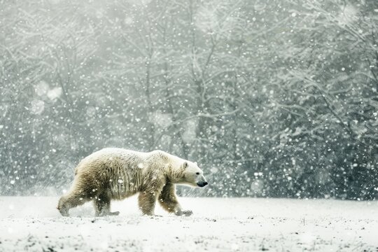 Polar bear in a snowy landscape survival and beauty