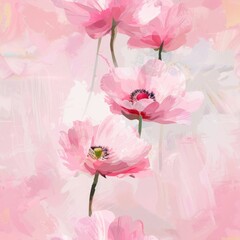 A painting of pink flowers on a pink background. Suitable for various design projects