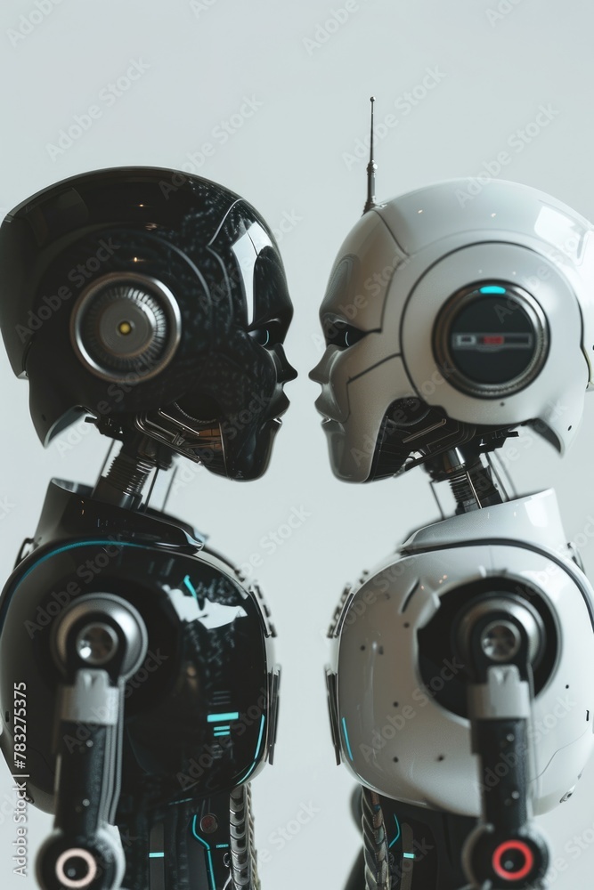 Aufkleber Image of two robots standing side by side. Suitable for technology concepts