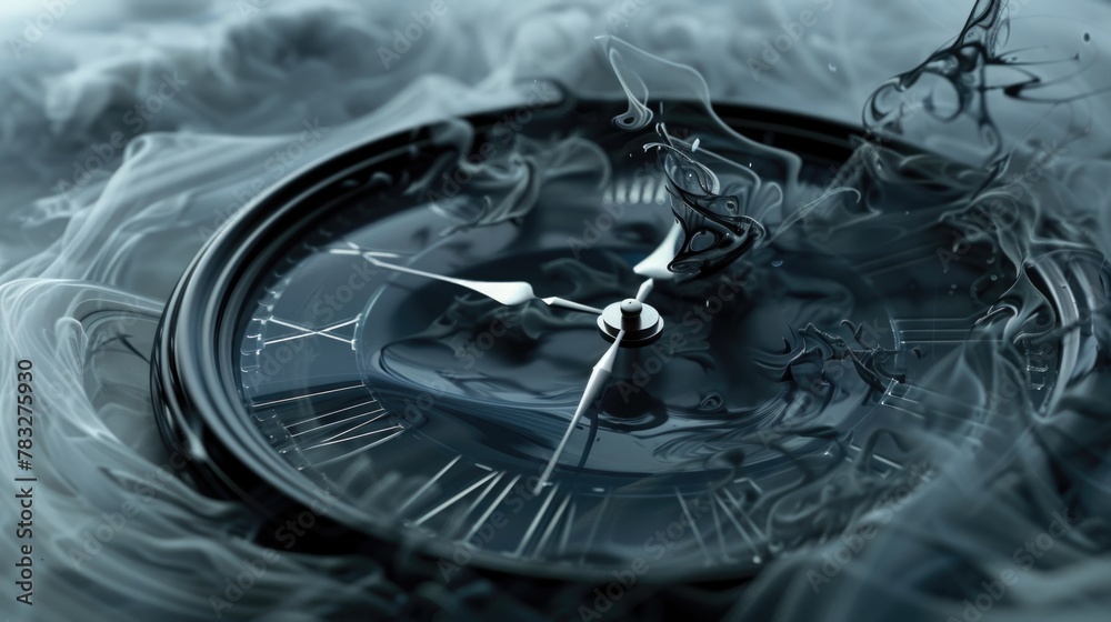 Poster A detailed view of a clock emitting smoke. Perfect for illustrating time running out in a dramatic way