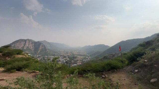 View of Jasrapur Village as seen from a nearby mountain in Khetri Tehsil, Rajasthan State, India