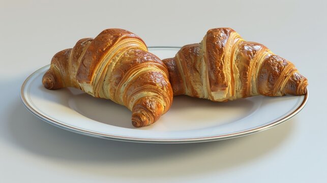 A simple image of two croissants on a plate, suitable for various food-related projects