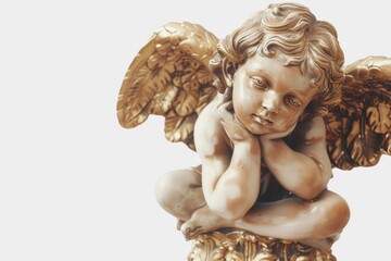 A serene angel statue sitting on a pedestal. Perfect for religious and spiritual concepts