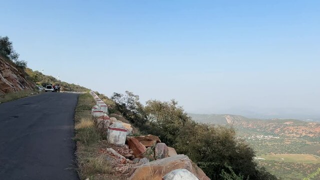 Paved mountain road leading to Harshnath Temple (Harsh Parvat) in Harsh, Sikar, India