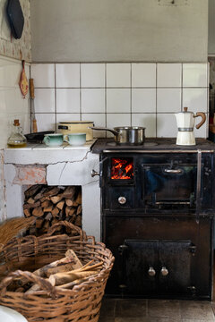 Old wooden stove kitchen