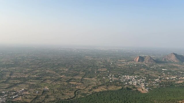 The view from Harshnath Temple (Harsh Parvat) on a sunny day in Harsh, Sikar, India